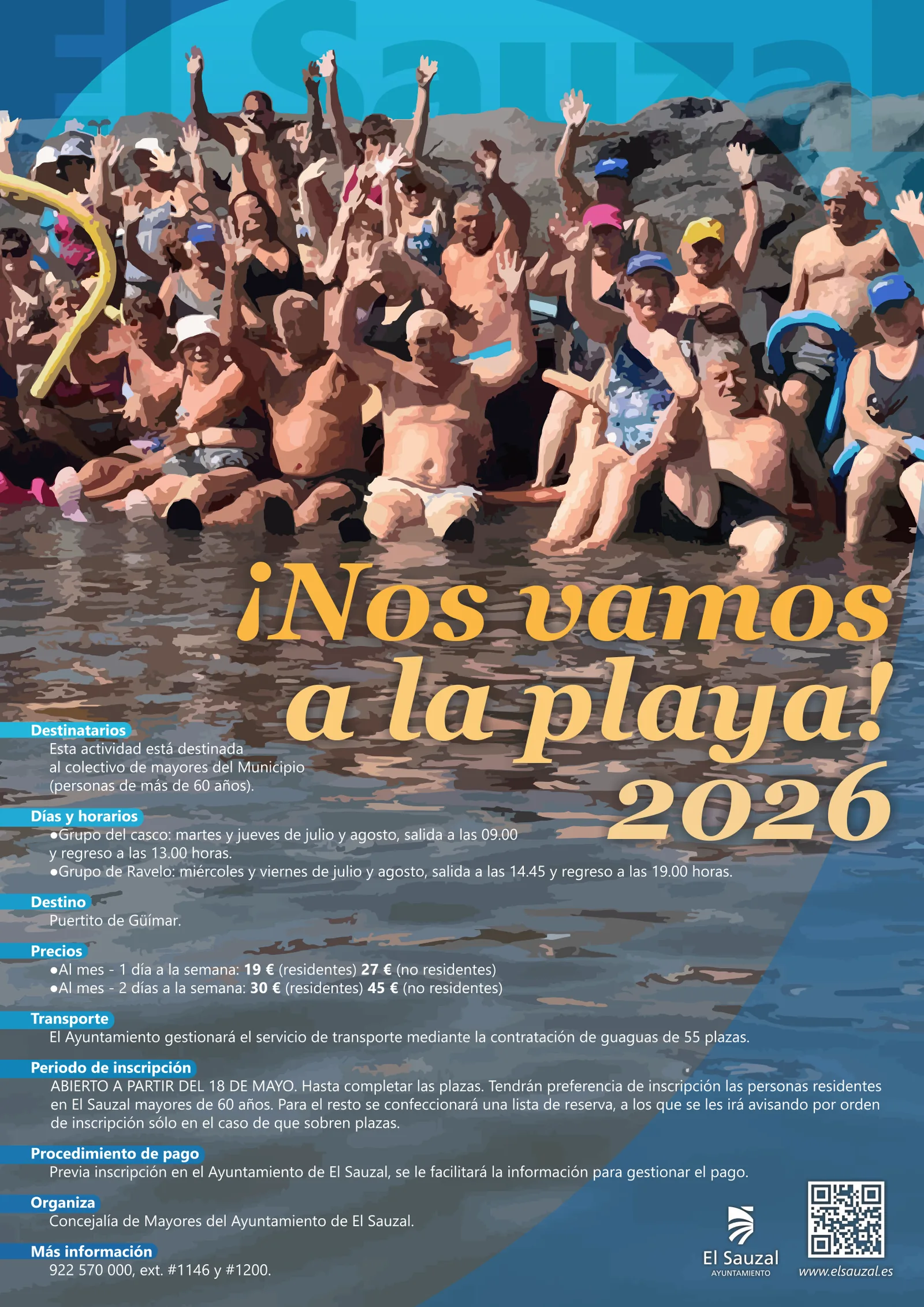 Actividad para mayores ¡Nos vamos a la playa! 2026 — Deportes y Aventura en El Sauzal, Tenerife