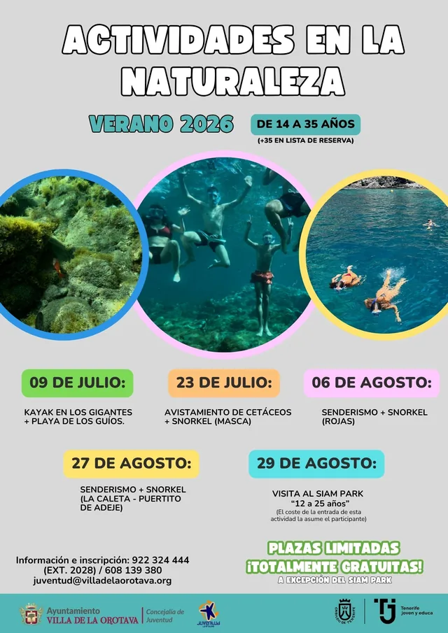 Actividades en la Naturaleza Verano 2026 — Deportes y Aventura en La Orotava, Tenerife
