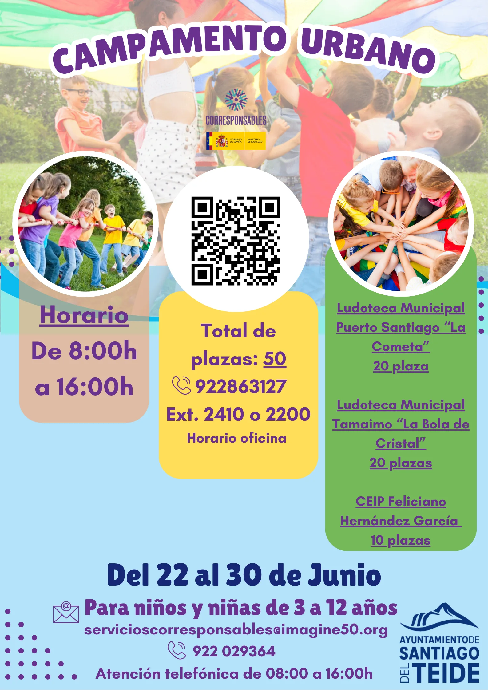 Campamento Gratuito de Verano en Ludotecas Municipales y CEIP Feliciano Hernández García — Infantil y Familiar en Santiago del Teide, Tenerife
