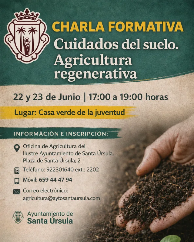 Charla formativa: Cuidados del Suelo y Agricultura Regenerativa — Talleres y Formación en Santa Úrsula, Tenerife