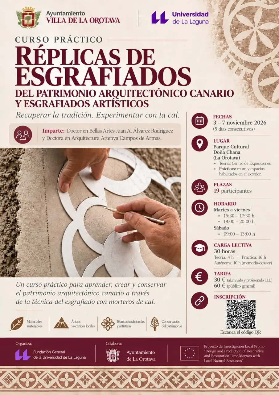 Practical Course: Replicas of Canarian Heritage and Artistic Sgraffito — Workshops & Training in La Orotava, Tenerife
