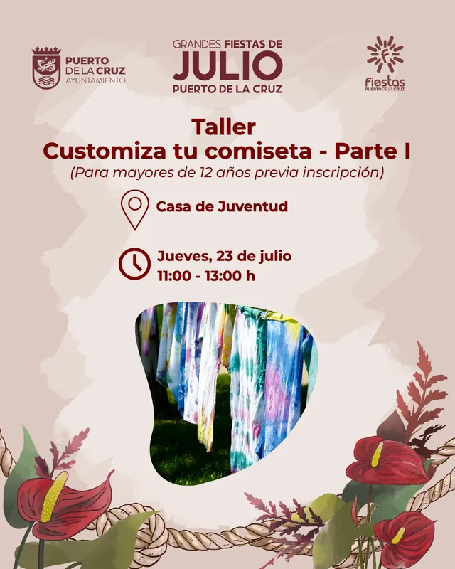 Customiza tu camiseta — Talleres y Formación en Puerto de la Cruz, Tenerife
