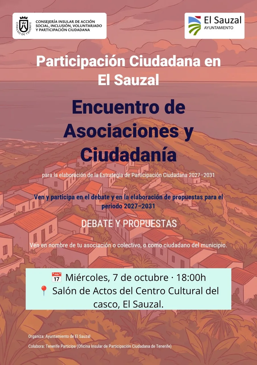 Community Meeting: Associations & Citizens · Strategy 2027–2031 — Workshops & Training in El Sauzal, Tenerife