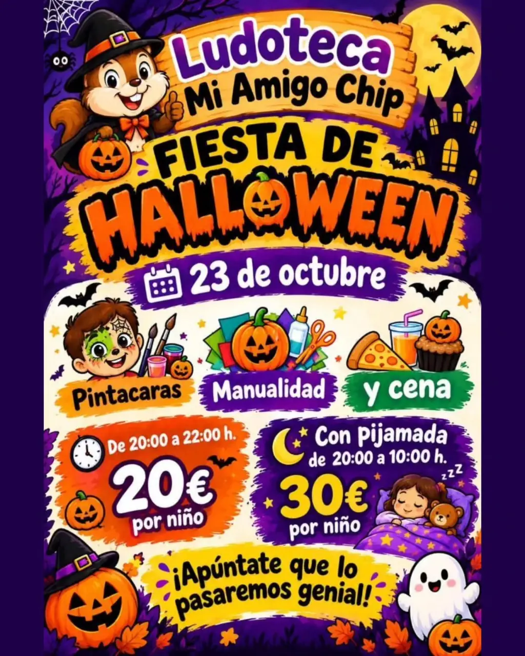 Fiesta de Halloween y Pijamas en Mi Amigo Chip — Infantil y Familiar en San Cristóbal de La Laguna, Tenerife