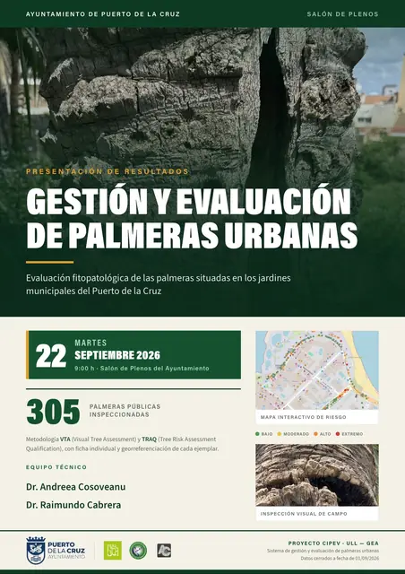 Gestión y evaluación de palmeras urbanas — Talleres y Formación en Puerto de la Cruz, Tenerife