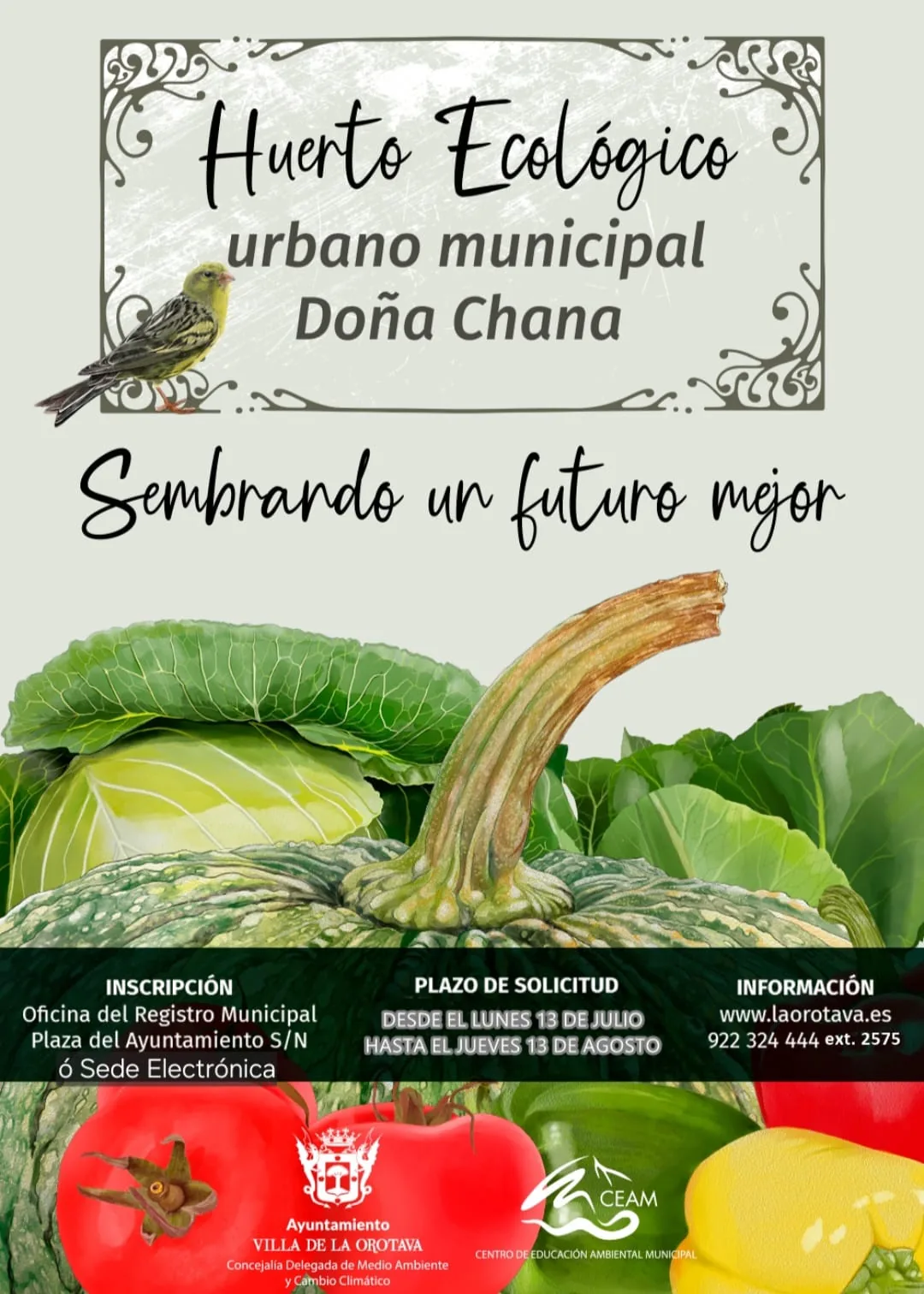 Inscripción para el Huerto Ecológico Urbano Municipal Doña Chana — Talleres y Formación en La Orotava, Tenerife