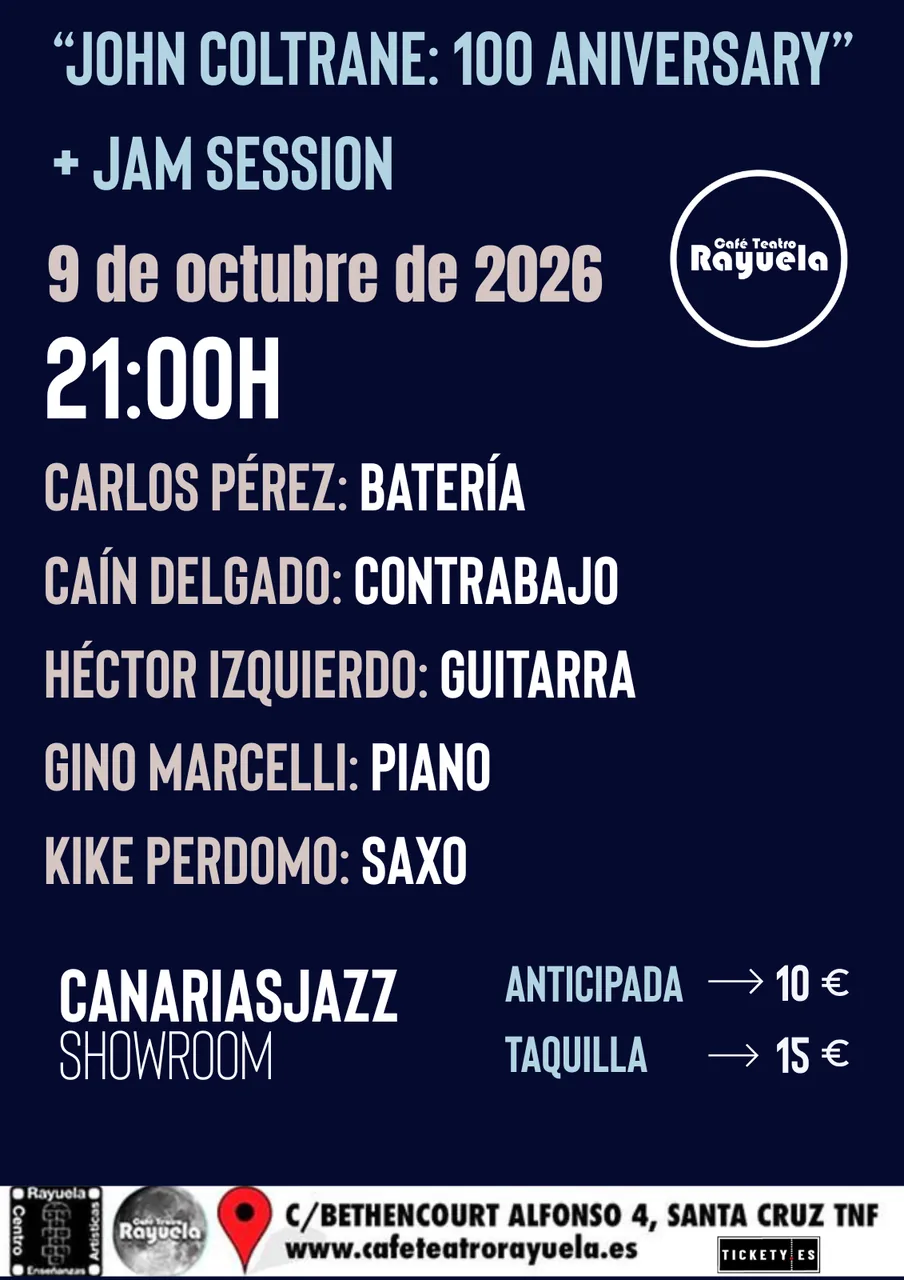 John Coltrane 100 Aniversary + Jam session en el Café Teatro Rayuela — Música en Santa Cruz de Tenerife, Tenerife