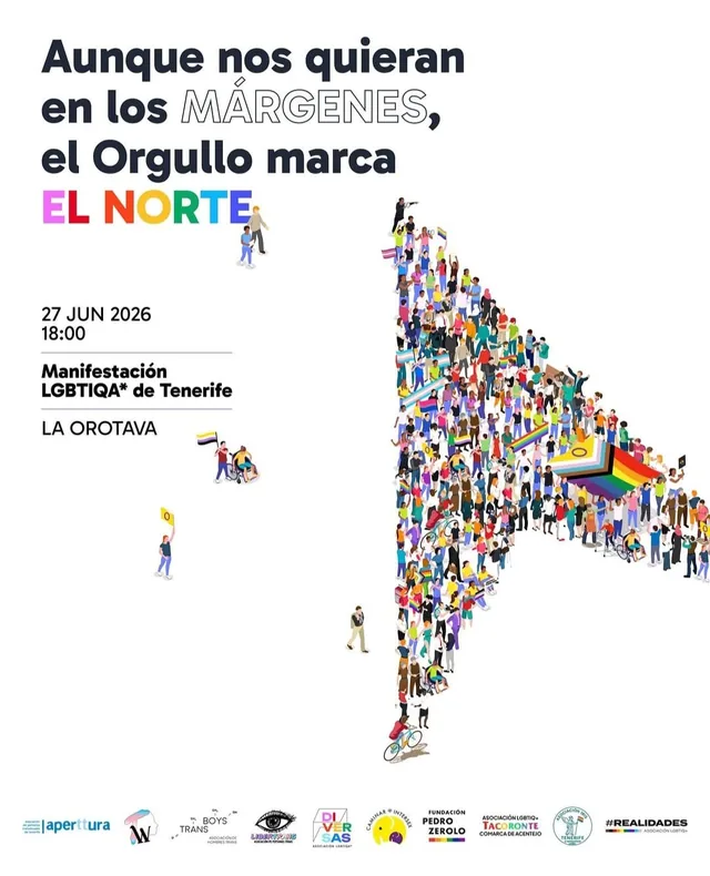 Manifestación: “Aunque nos quieran en los márgenes, el Orgullo marca el norte”. — Fiestas y Festivales en La Orotava, Tenerife