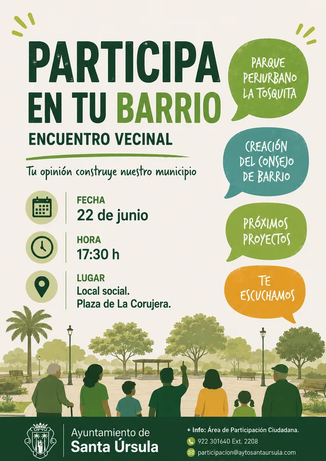 Participa en tu barrio — Talleres y Formación en Santa Úrsula, Tenerife