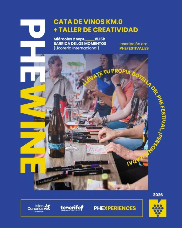 PHE WINE: Cata de vinos KM.0 + Taller de creatividad — Gastronomía en Puerto de la Cruz, Tenerife