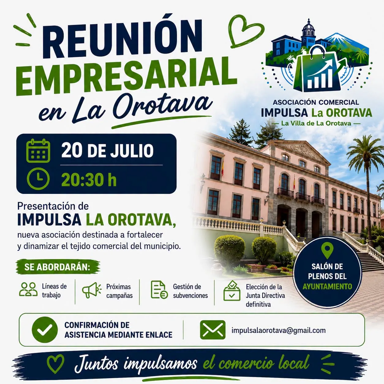 Reunión empresarial y presentación de Impulsa La Orotava — Talleres y Formación en La Orotava, Tenerife
