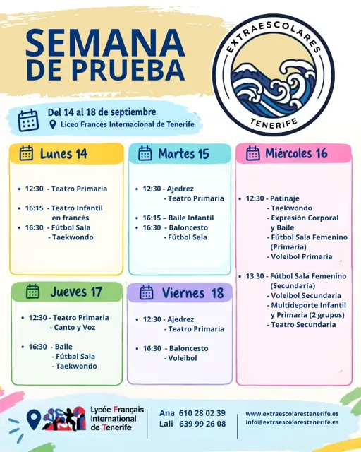 Semana de Prueba de Extraescolares — Talleres y Formación en Santa Cruz de Tenerife, Tenerife