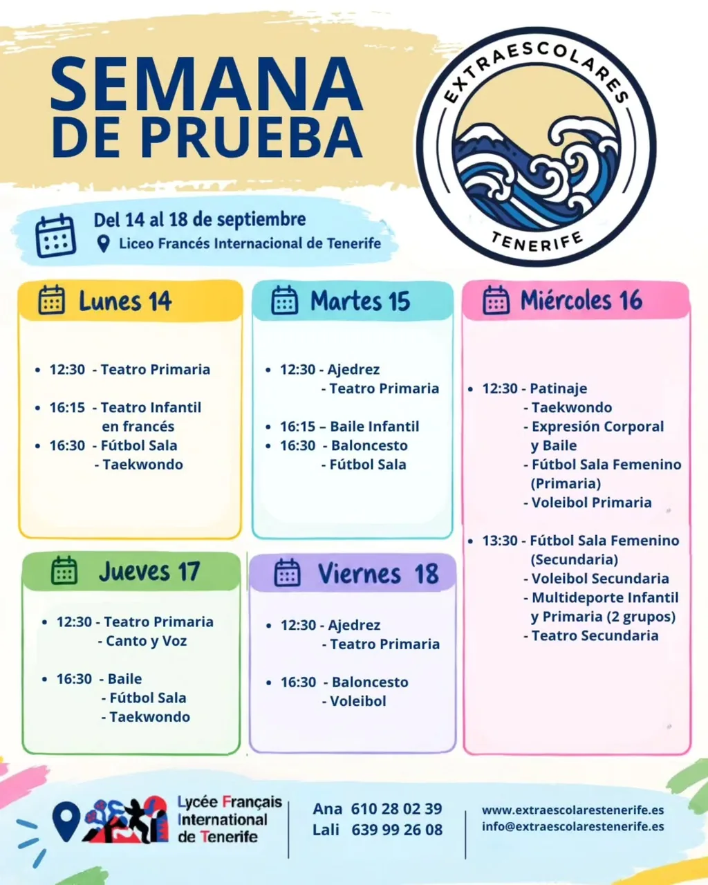 Semana de Prueba de Extraescolares — Talleres y Formación en Santa Cruz de Tenerife, Tenerife