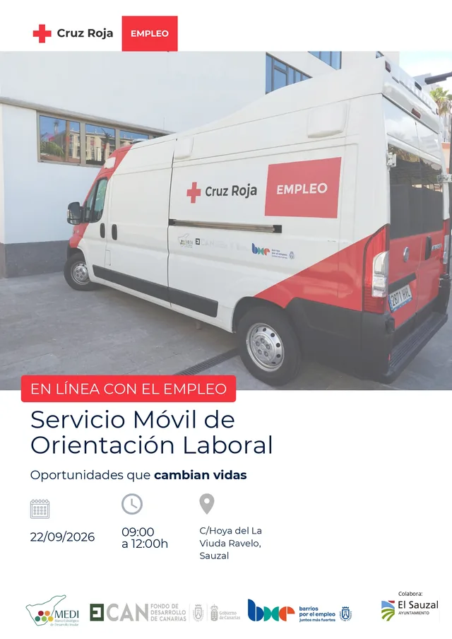 Servicio móvil de orientación laboral en la plaza de Ravelo — Talleres y Formación en El Sauzal, Tenerife