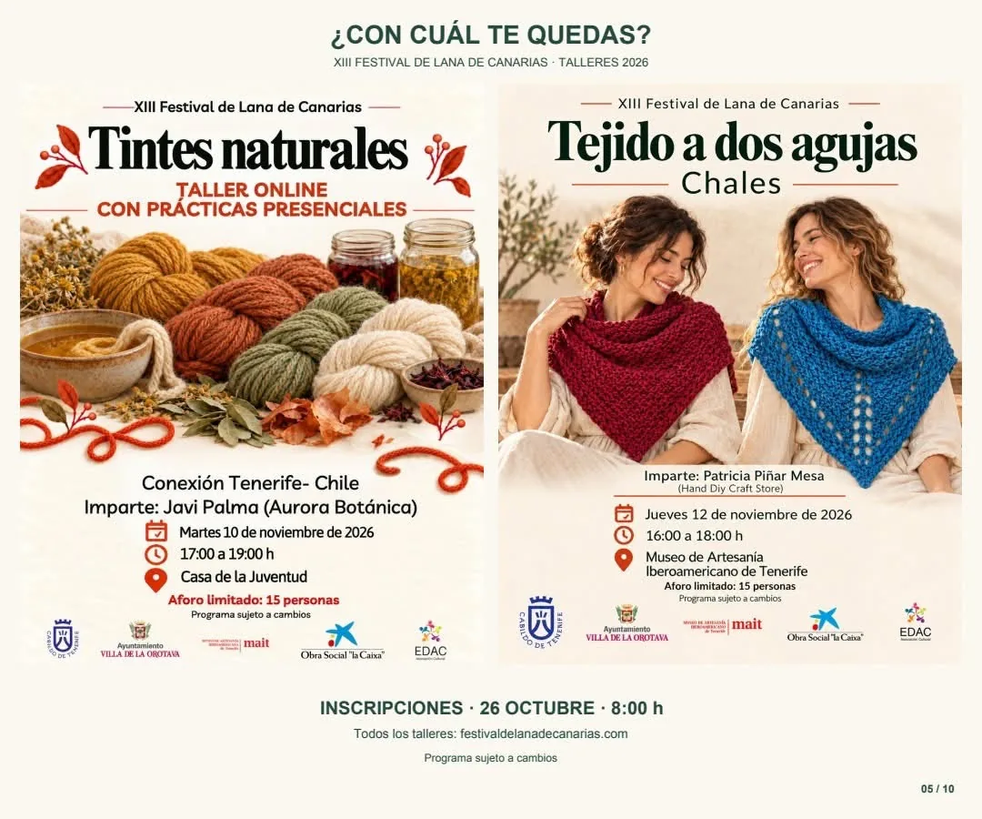 13th Canary Islands Wool Festival Workshops — Workshops & Training in La Orotava, Tenerife