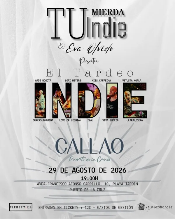 Tu mierda Indie & Eva Olvido presenta El Tardeo — Música en Puerto de la Cruz, Tenerife