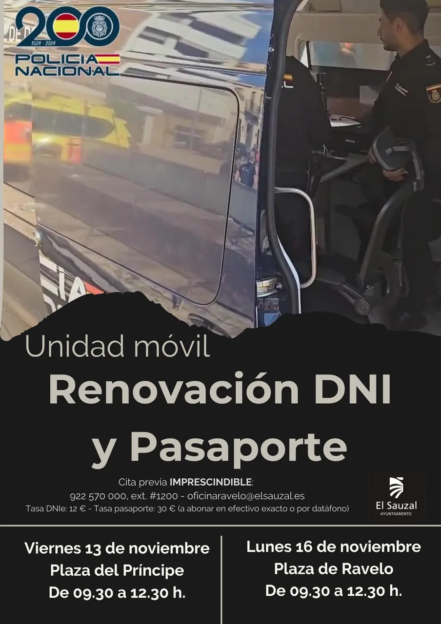 Unidad móvil para renovar el DNIe y el pasaporte en El Sauzal — Talleres y Formación en El Sauzal, Tenerife
