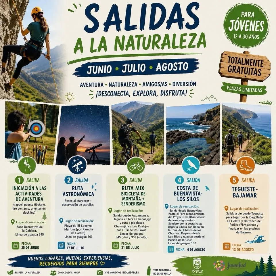 Verano gratuito en la naturaleza para jóvenes — Deportes y Aventura en Puerto de la Cruz, Tenerife